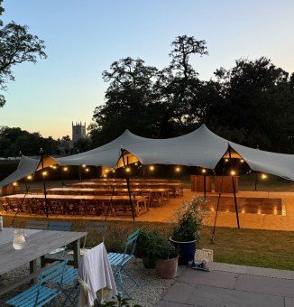 Stretch Tent Corners Down available for hire from Fairytale Marquees
